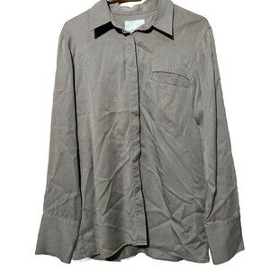 Moussy Womens Rayon Button Down Collared Blouse Shirt Oversized Long Sleeve OSFM